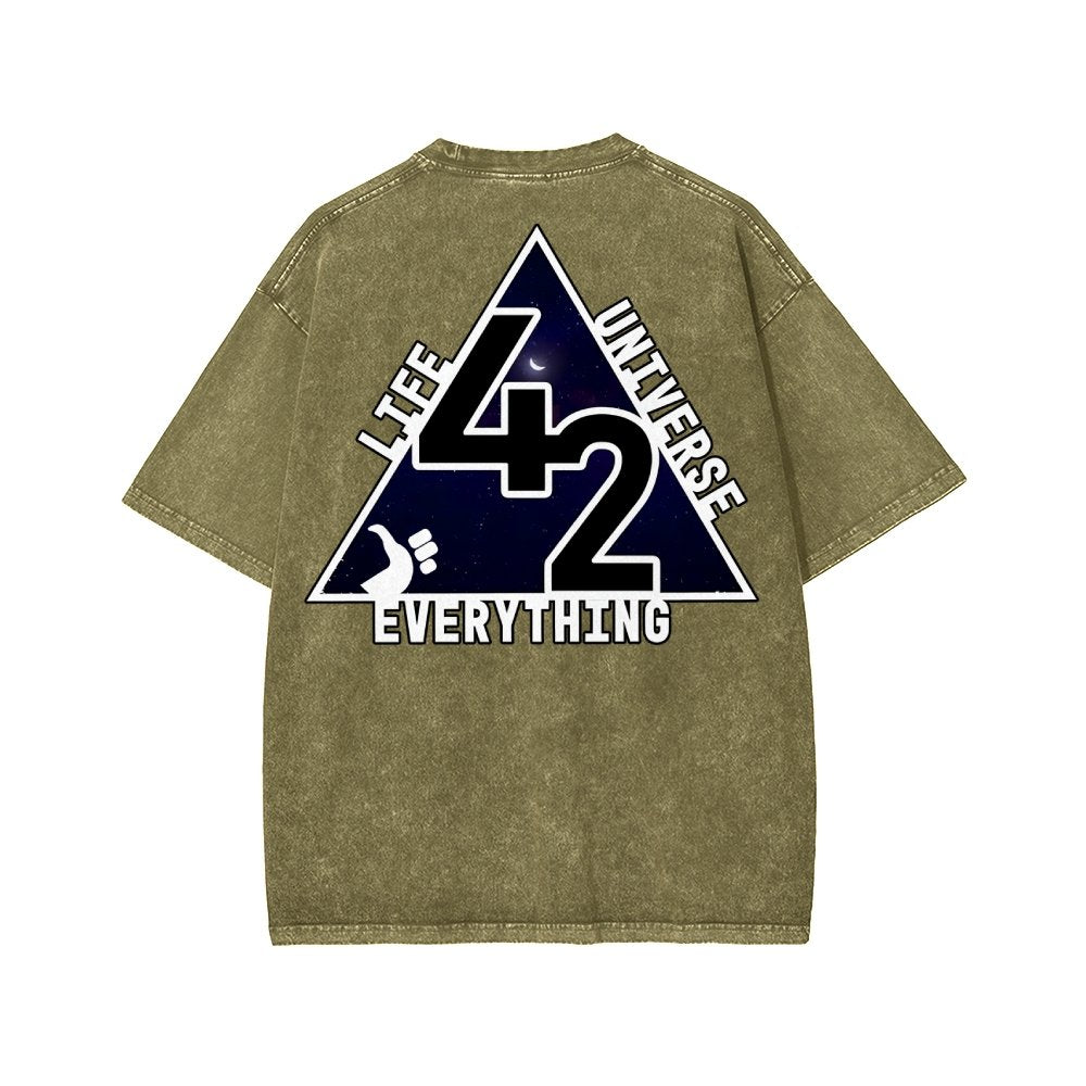 The Answer To The Ultimate Question Of Life The Universe And Everything Is 42. Washed T-shirt