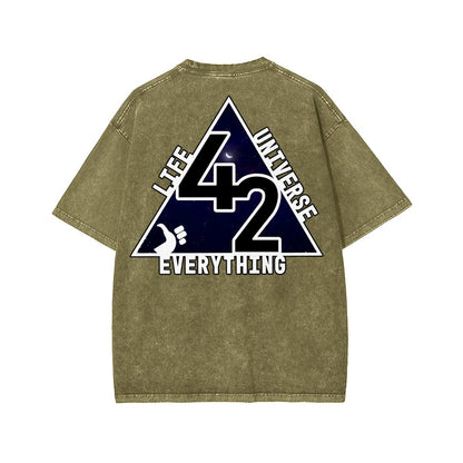 The Answer To The Ultimate Question Of Life The Universe And Everything Is 42. Washed T-shirt