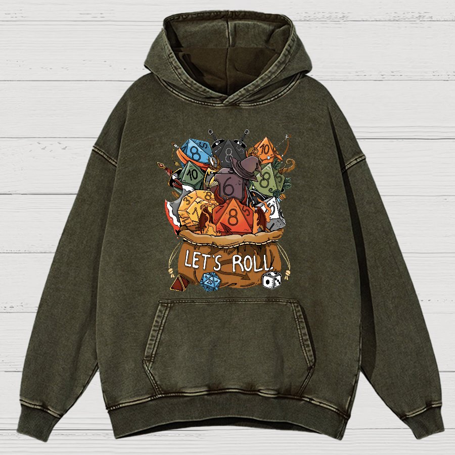 Let's Roll Nerdy Vintage Distressed Hoodie