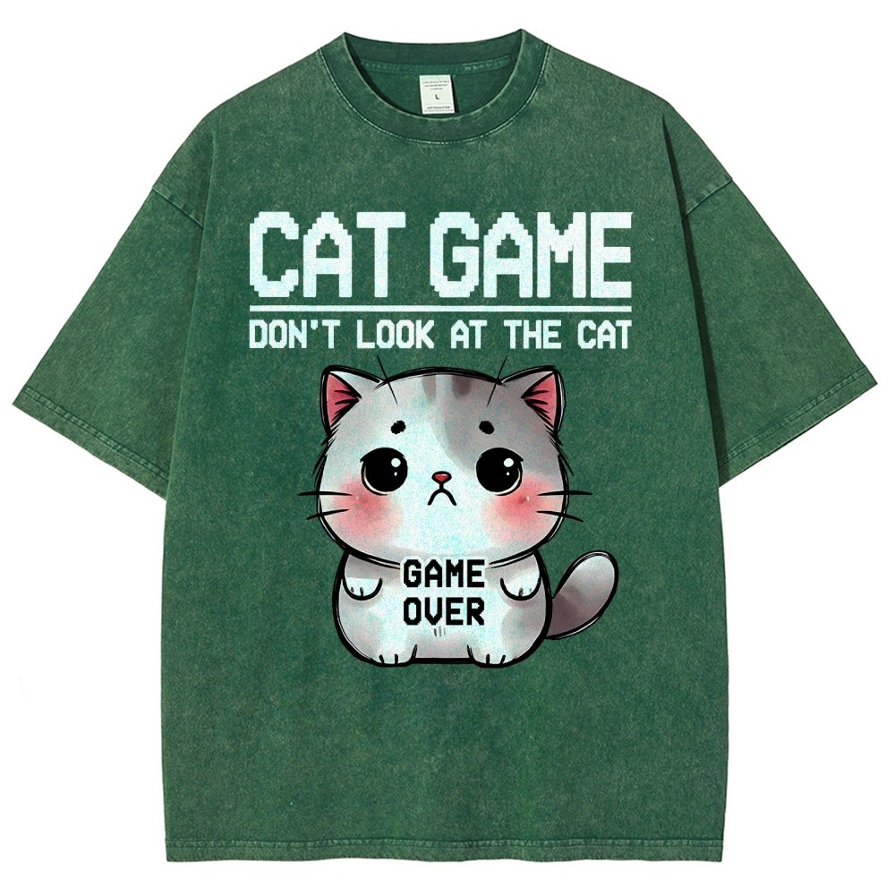 Funny Cat Game-Game Over Vintage Distressed T-shirt