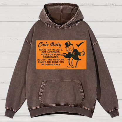 Civic Duty Card.Vintage Distressed Hoodie