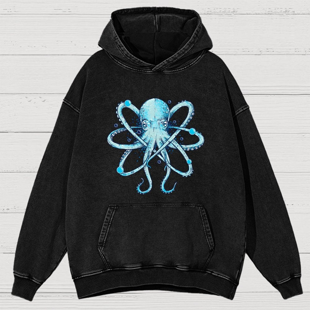 Atomic Octopus Vintage Distressed Hoodie