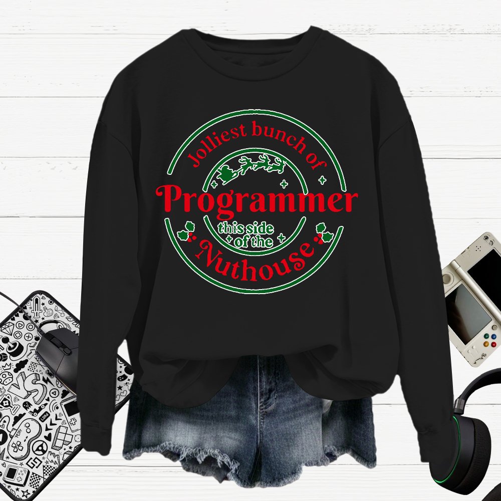 Jolliest Bunch Of Programmer Christmas Cotton Pullover Sweatshirt