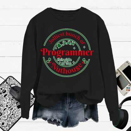 Jolliest Bunch Of Programmer Christmas Cotton Pullover Sweatshirt