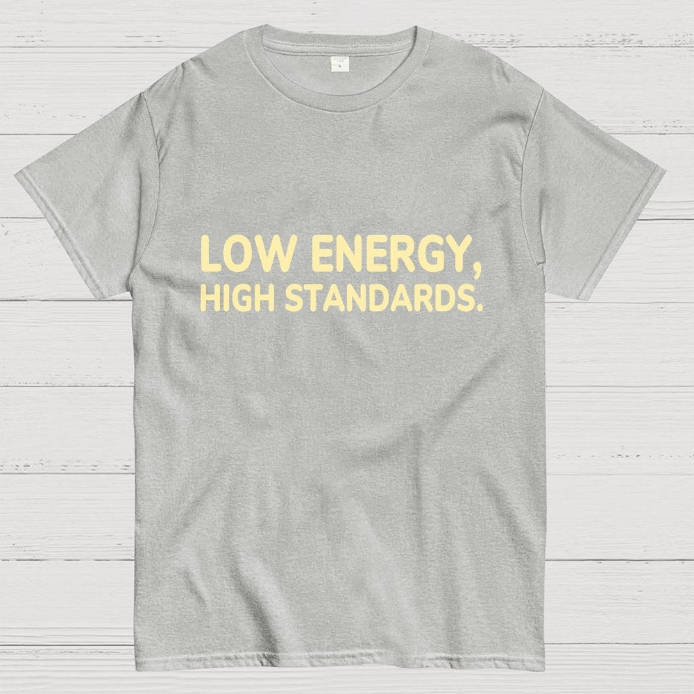 Low Energy, High Standards. Geek T-Shirt