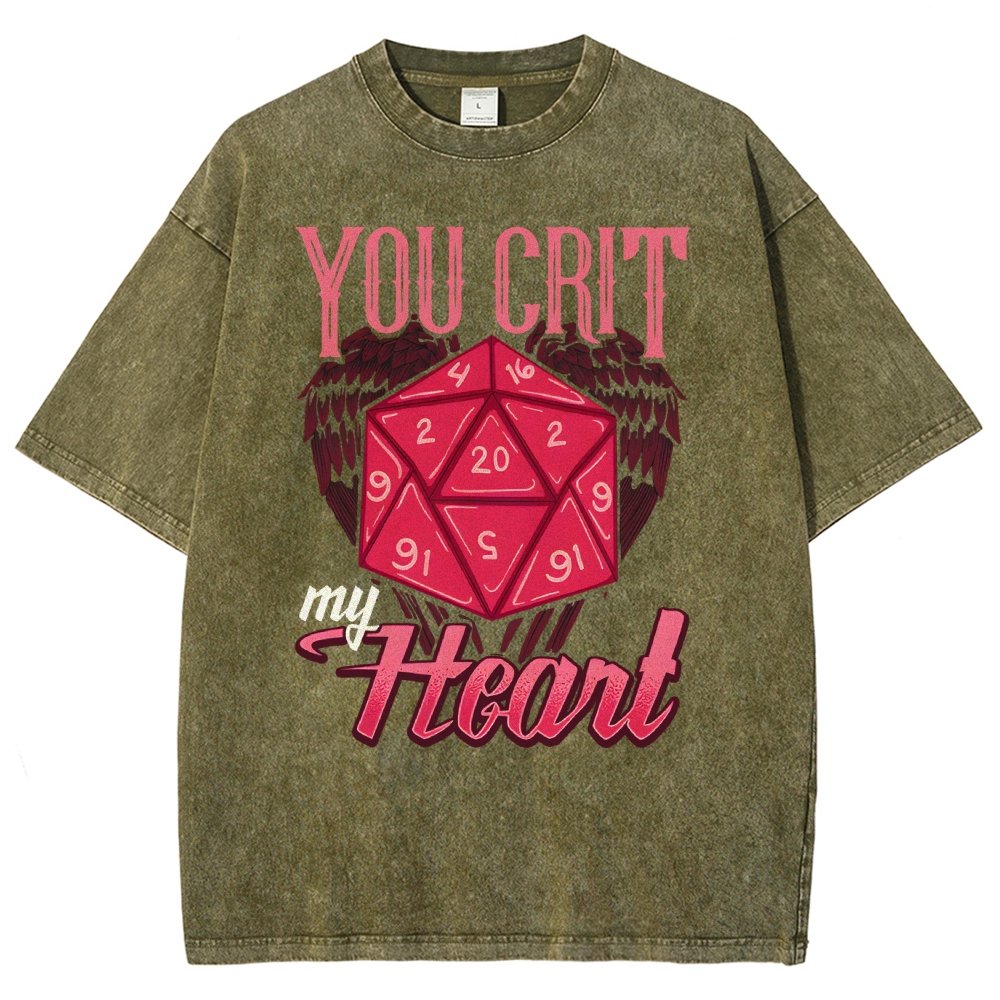 You Crit My Heart Fun Board Game Valentine's Day Nerd Vintage Distressed T-shirt