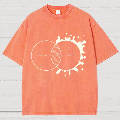 Balance Between Structure and Chaos Geek Vintage Distressed T-shirt