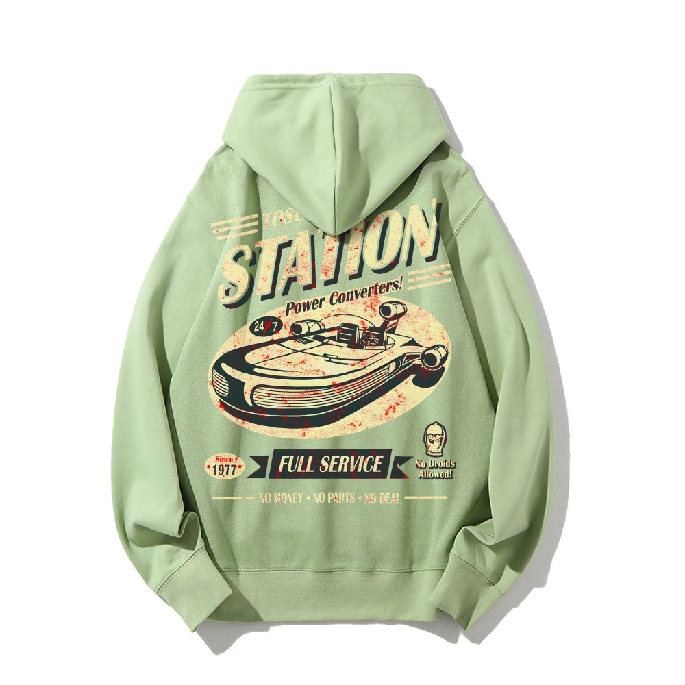 Classic Printed Back Cotton Hoodie with a Fictitious Location Design