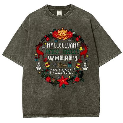 Where's The Tylenol Christmas. Autism Awareness Vintage Distressed T-shirt