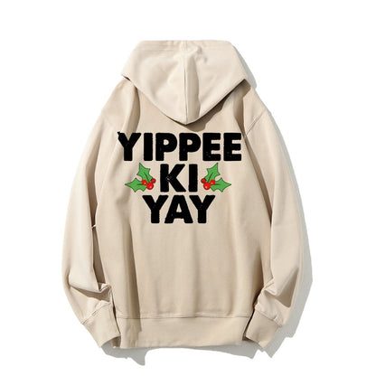 Yippee-Ki-Yay Printed Back Unisex Cotton Hoodie