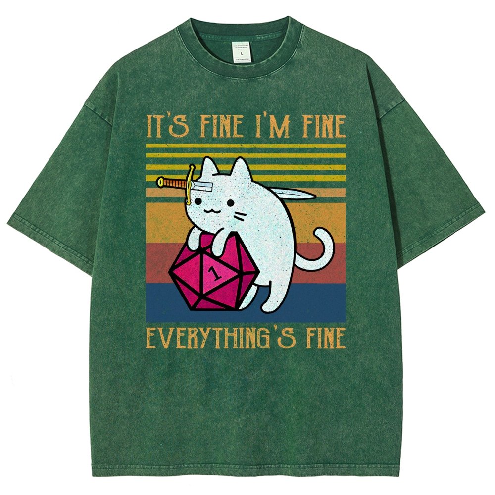 Cat It's Fine I'm Fine Everything's Fine Vintage Distressed T-shirt