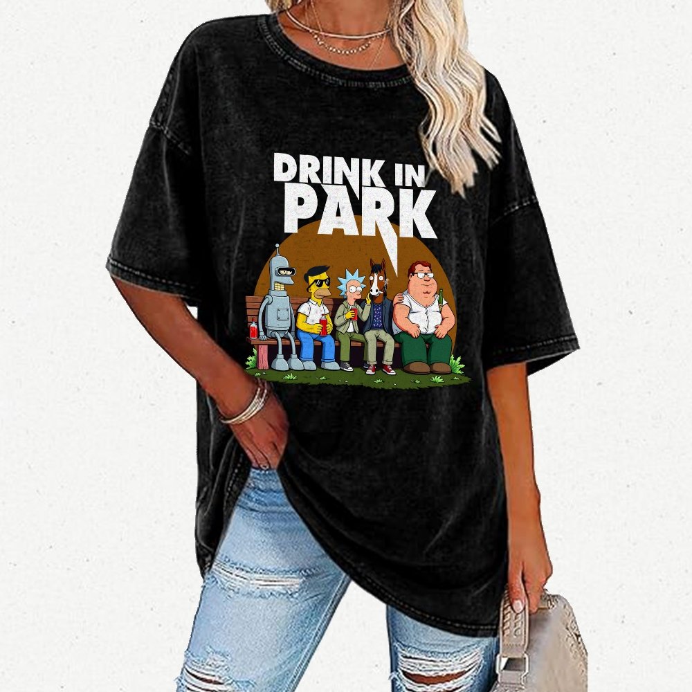Drink in Park Vintage Distressed T-shirt