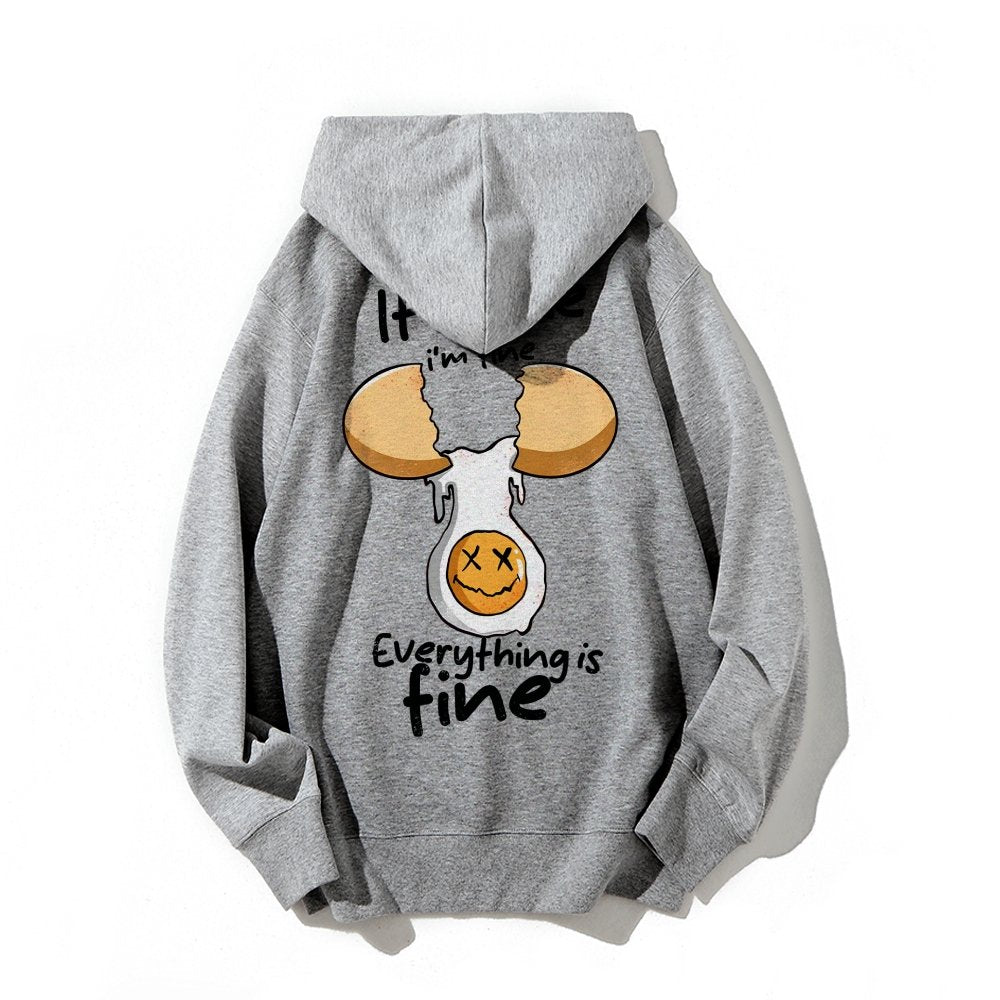 Everything is fine Printed Back Unisex Cotton Hoodie