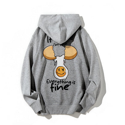 Everything is fine Printed Back Unisex Cotton Hoodie