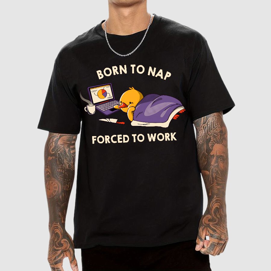 Born to Nap Forced To Work Funny Duck Geek T-Shirt