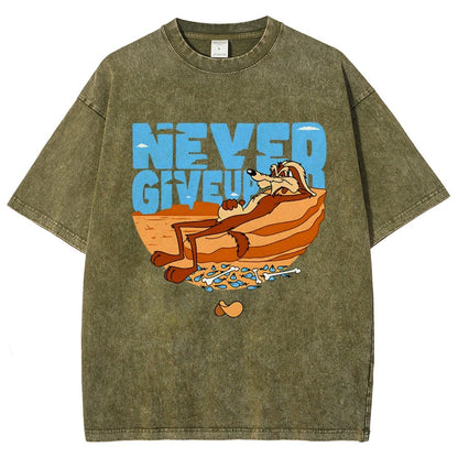 Never Give Up Vintage Distressed T-shirt