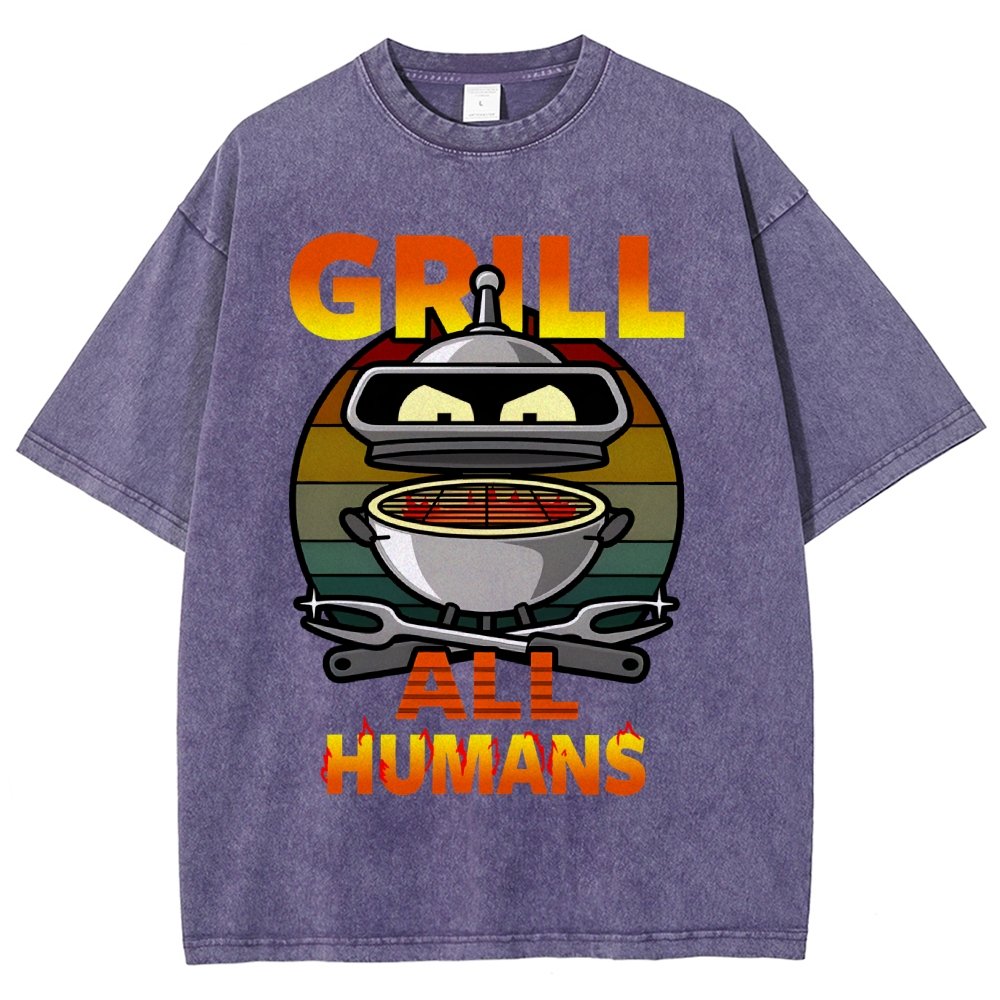 Grill All Humans Vintage Distressed T-shirt