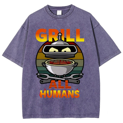 Grill All Humans Vintage Distressed T-shirt