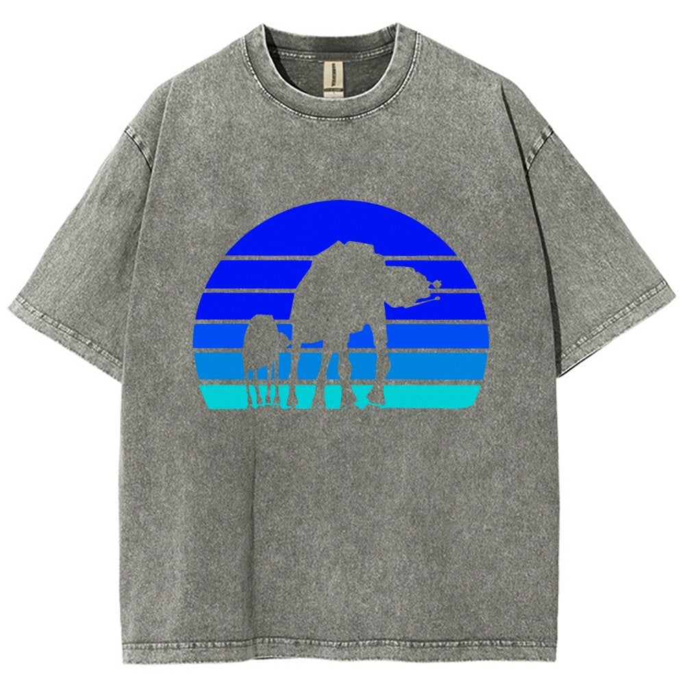 Sunset Stroll Mechanical Marvels Vintage Distressed T-shirt