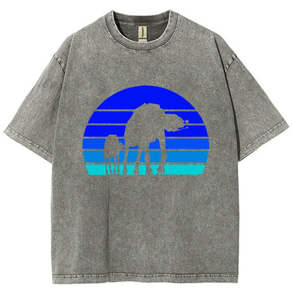 Sunset Stroll Mechanical Marvels Vintage Distressed T-shirt
