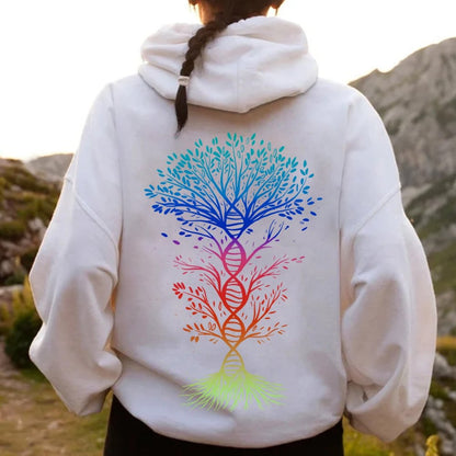 DNA Tree Of Life Science Printed Back Unisex Cotton Hoodie