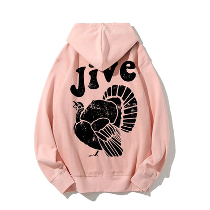 Jive Turkey Printed Back Unisex Cotton Hoodie