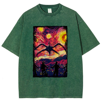 Monster In Starry Night Vintage Distressed T-shirt