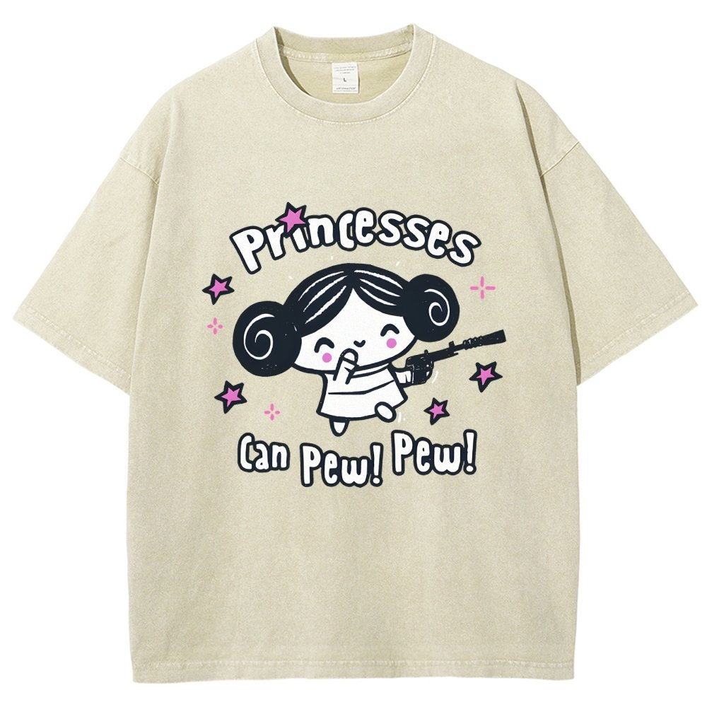 Princesses Can Pew! Pew! Too Vintage Distressed T-shirt