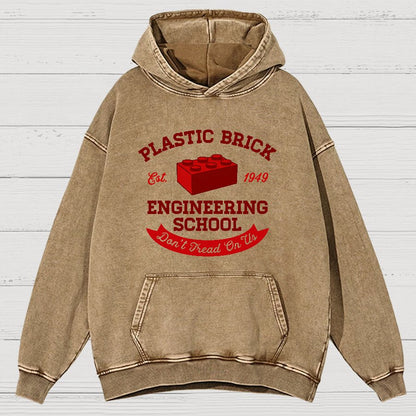 Plastic Brick Engineering School Vintage Distressed Hoodie