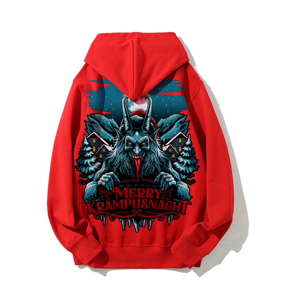 Merry Krampusnacht Christmas Geek Printed Back Cotton Hoodie