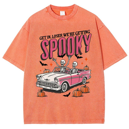 Get In Loser We're Getting Spooky Halloween Vintage Distressed T-shirt