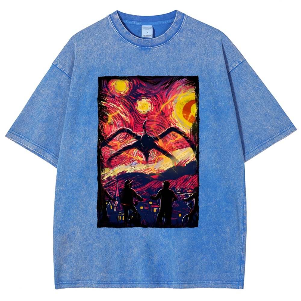 Monster In Starry Night Vintage Distressed T-shirt