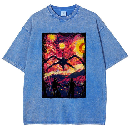 Monster In Starry Night Vintage Distressed T-shirt