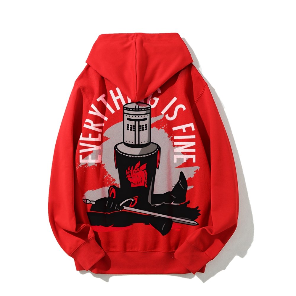 Everything Is Fine Printed Back Cotton Hoodie