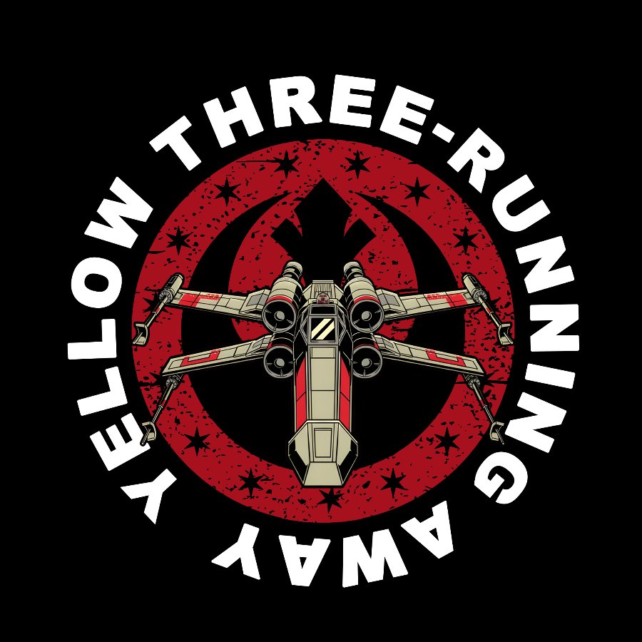 Yellow Three-Sprinting Away Geek T-Shirt