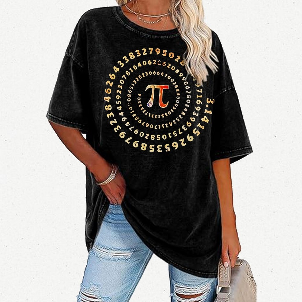 Pi Spiral Vintage Distressed T-shirt