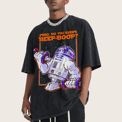 Bro Do You Even Beep-Boop Vintage Distressed T-shirt