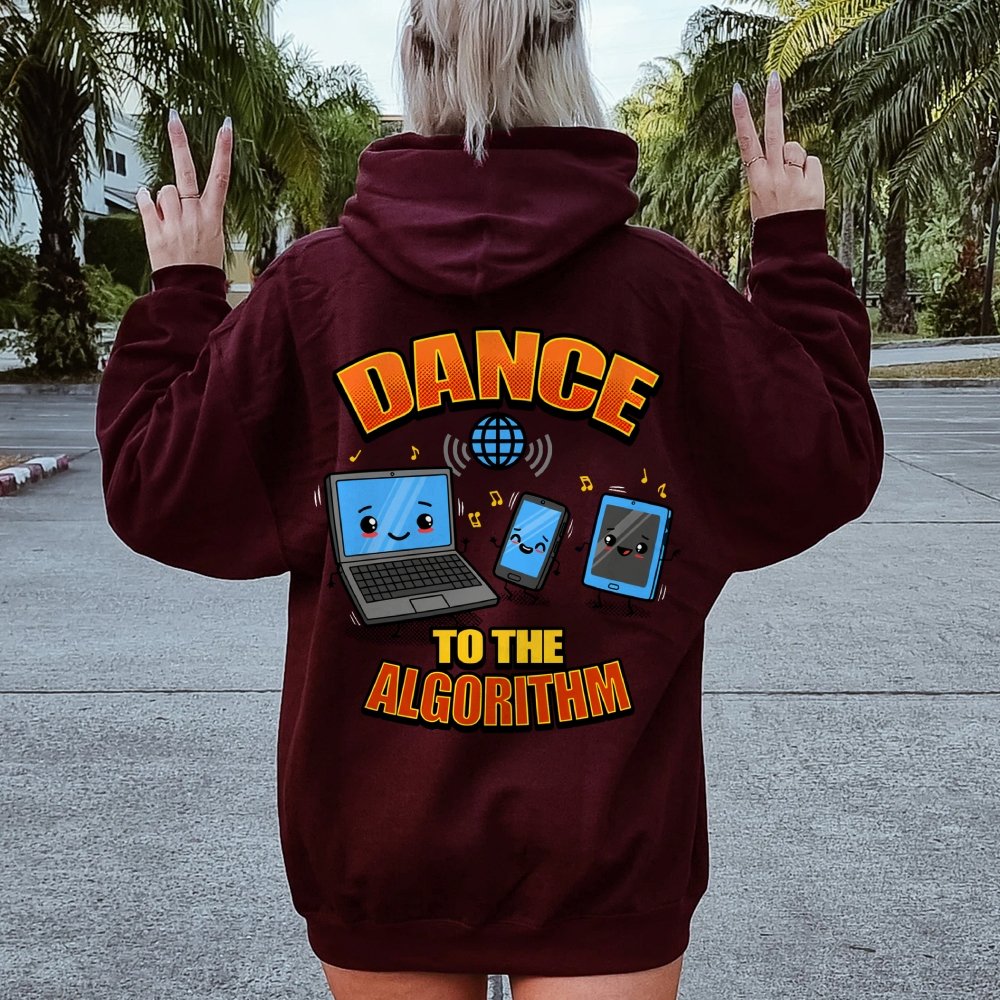 Dance To The Algorithm Funny Printed Back Unisex Cotton Hoodie
