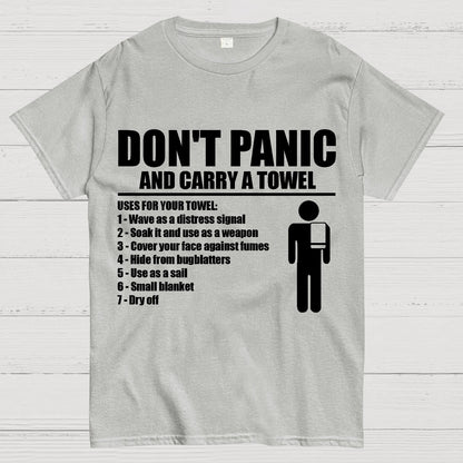 Don't Panic And Carry A Towel Geek T-Shirt