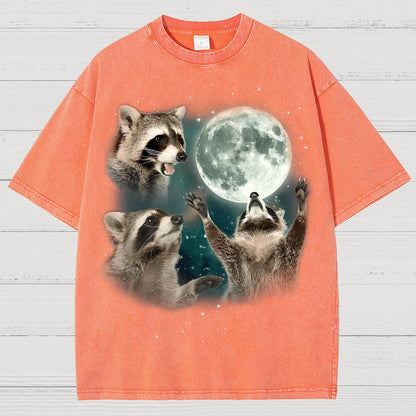 Three Raccoons Moon Vintage Distressed T-shirt