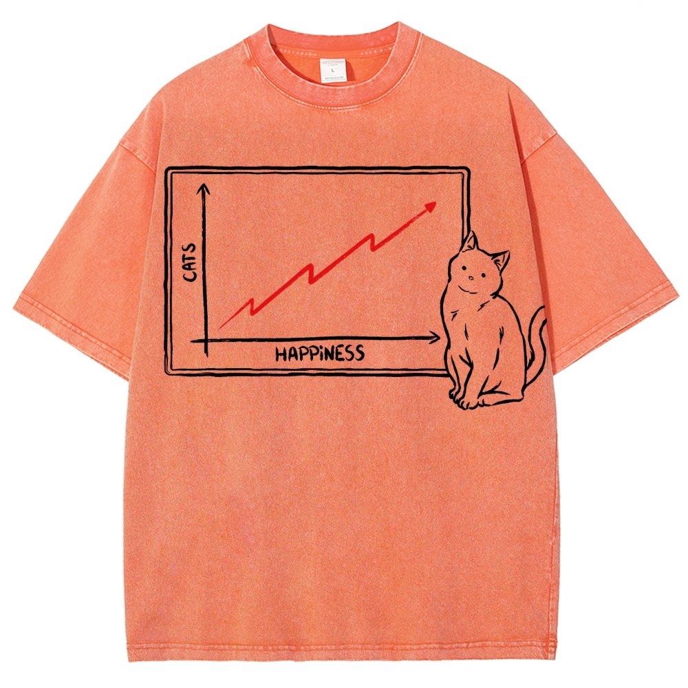 Happiness and Cats Graph Vintage Distressed T-shirt
