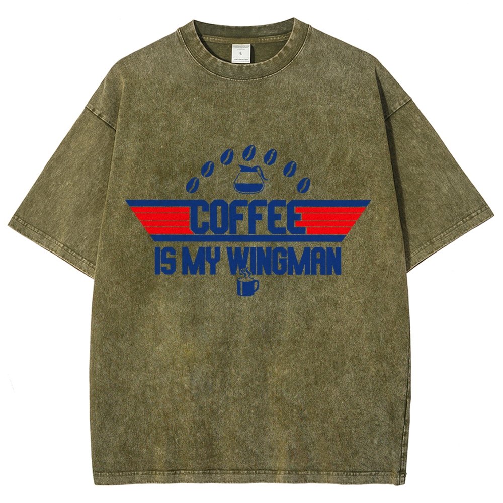 Coffee Is My Wingman Vintage Distressed T-shirt