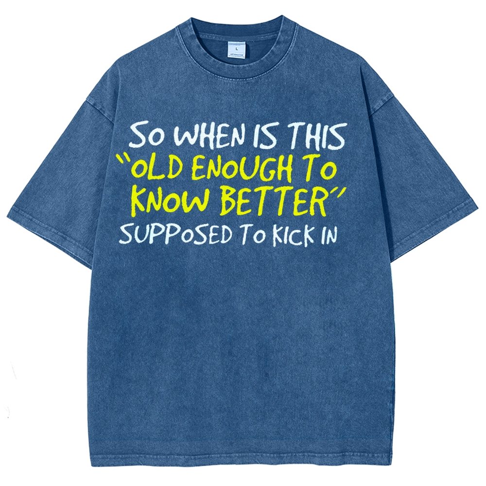 So When Is This Old Enough To Know Better Supposed To Kick In Vintage Distressed T-shirt
