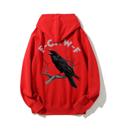 F-Caw-F Funny Crow Printed Back Unisex Cotton Hoodie