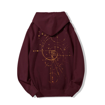 Distressed Fibonacci Printed Back Cotton Hoodie