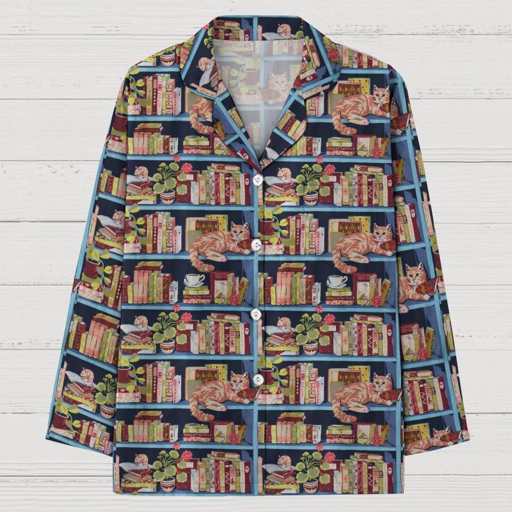 Cat Art Pattern Geek Long Sleeve Pajama Set