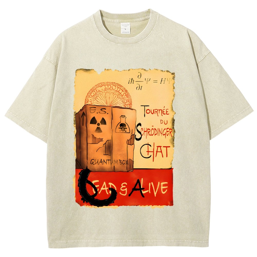 Tournee Du Schrodinger Chat Vintage Distressed T-shirt