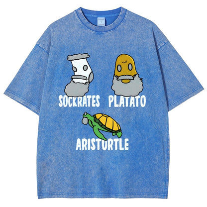 Sockrates Platato Aristurtle Vintage Distressed T-shirt