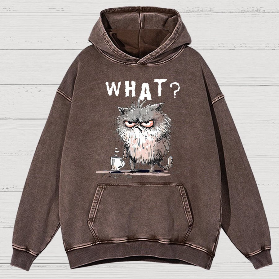 Bad Temper Feline With Coffee Grumpily Catty Funny Vintage Distressed Hoodie