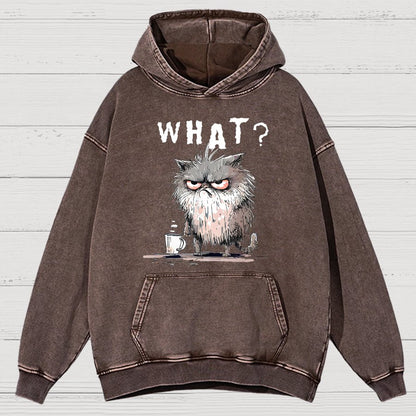 Bad Temper Feline With Coffee Grumpily Catty Funny Vintage Distressed Hoodie